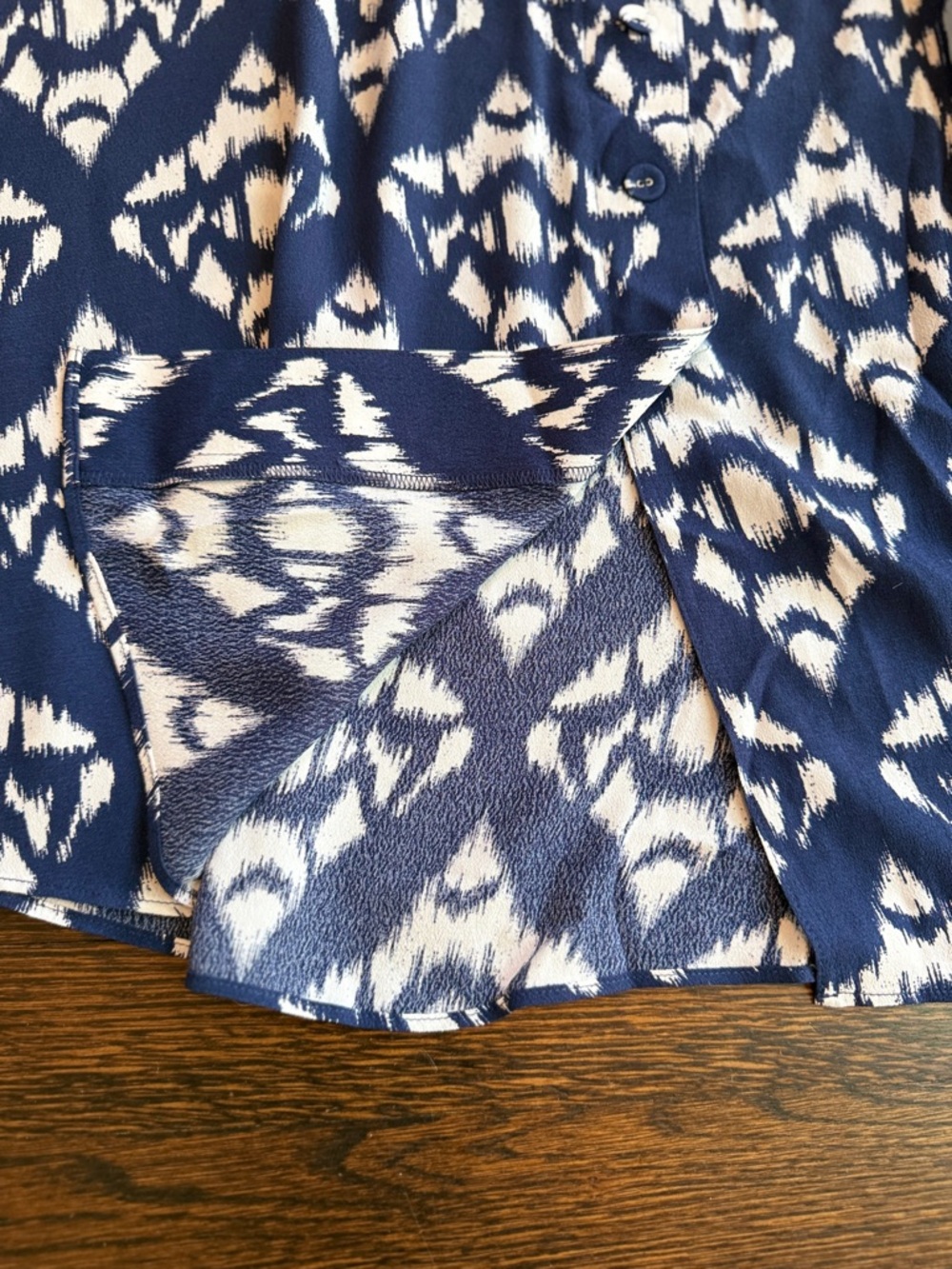 Talbots Navy and White Diamond-Print A-Line Midi Skirt - Picture 6 of 6